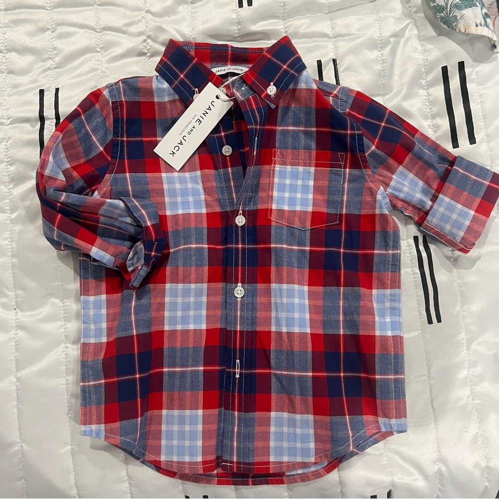 New Janie and jack plaid button up size 2T